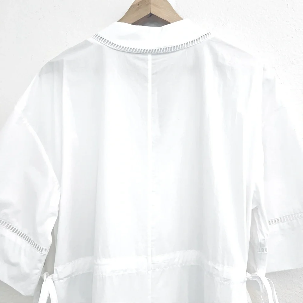 NWT Everlane The Lace Trim Caftan Dress Size: Medium Color: White - Picture 8 of 16
